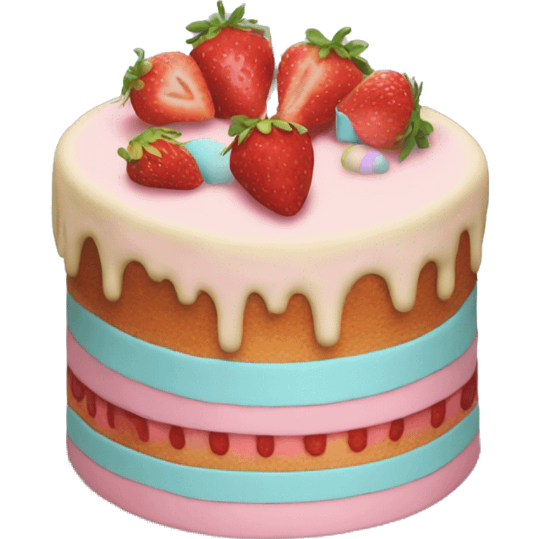 Pastel Birthday cake with strawberry emoji