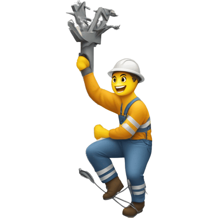 a lineman working on a power line emoji