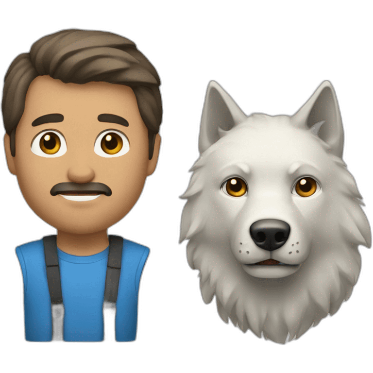 Un hombre y un lobo emoji