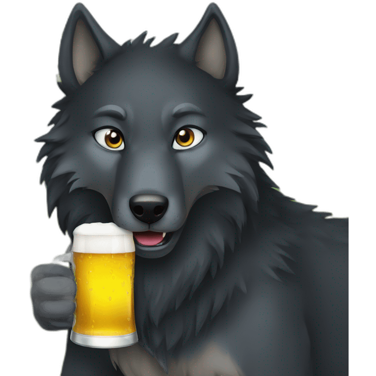 black wolf blue eyes drinking beer emoji