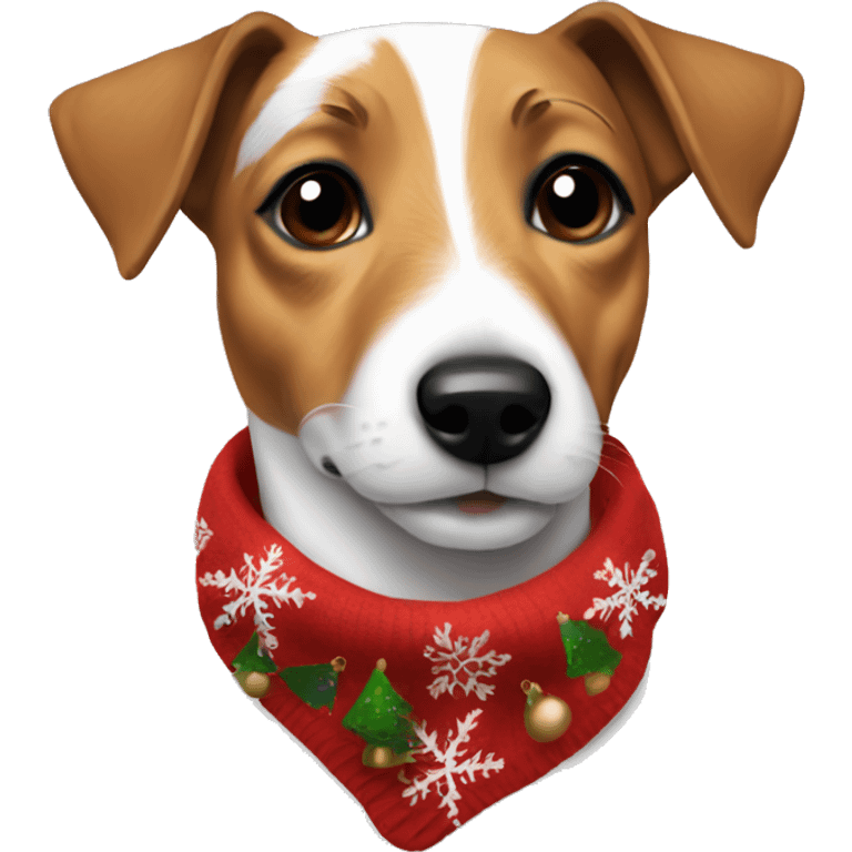 Jack Russell with cristmas scarf  emoji