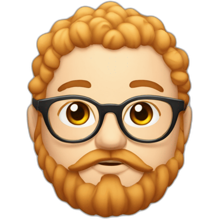 Chubby non binary round glasses long venitian hair and chaotic red and blond beard with vaporizer emoji