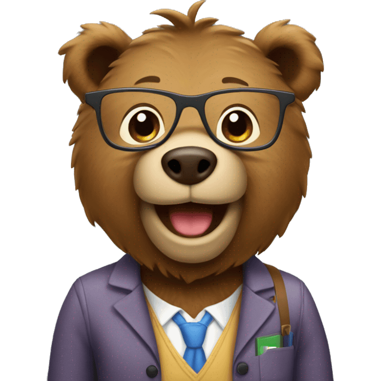 Apple-style emoji Brown bear animal dressed as a teacher  emoji