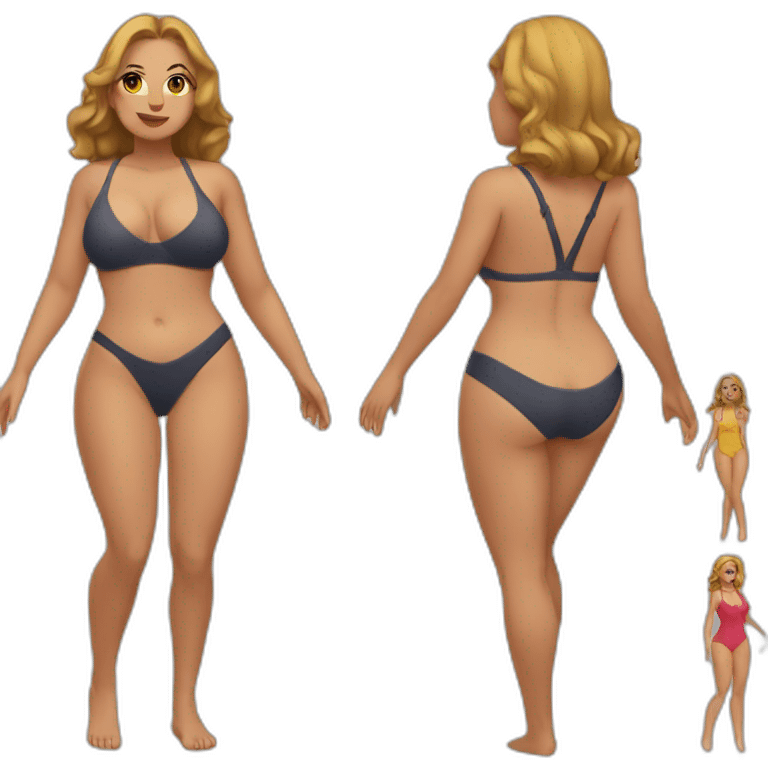 Thicc caucasian woman swimsuit posing emoji