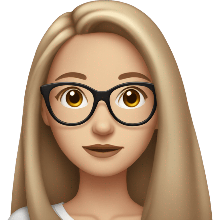 Glamorous girl with long light brown hair, brown eyes, pale skin, and light pink glasses emoji