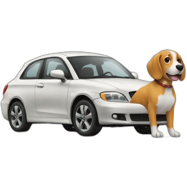 Car and dog looking at each other emoji