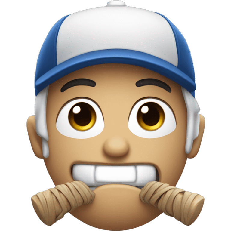 Baseball with cute face emoji