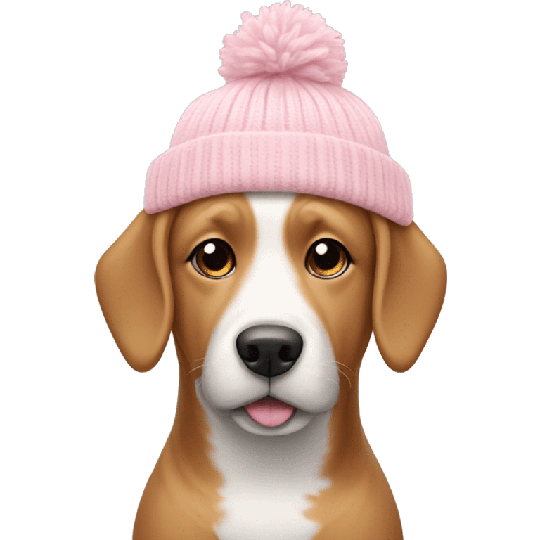 dog wearing light pink beanie emoji