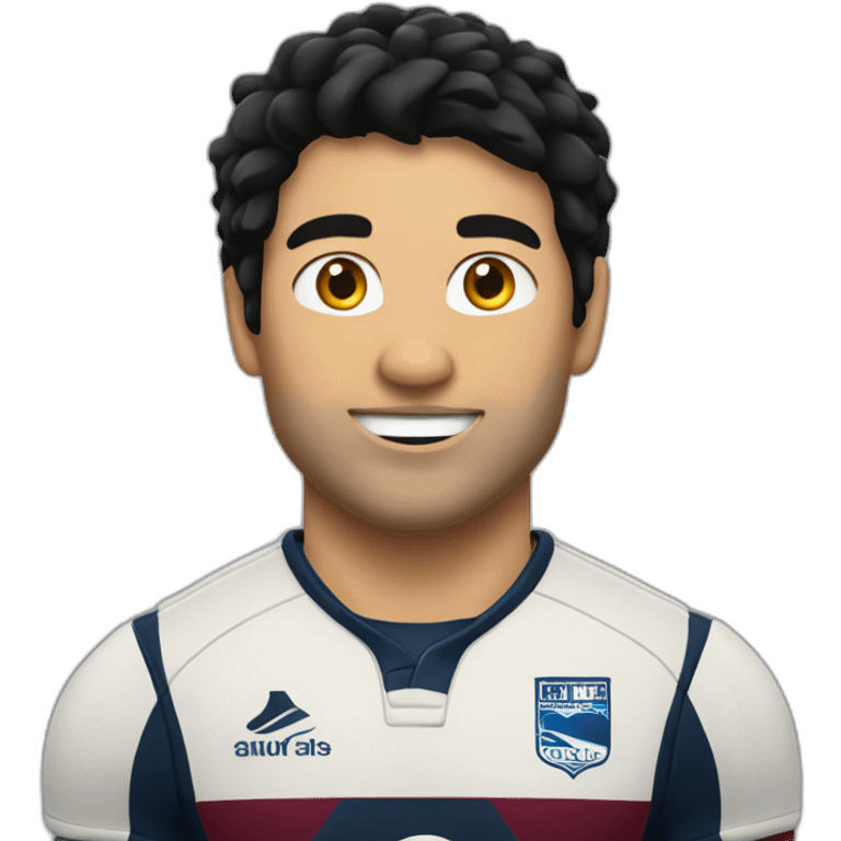 caucasian rugby player black hair with wine emoji