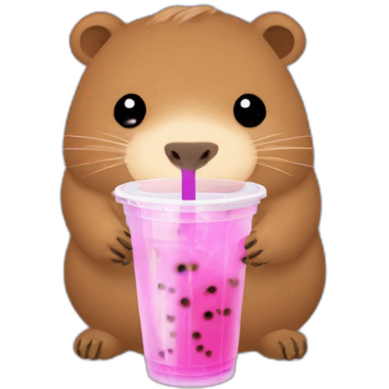 Capybara with bubble tea emoji