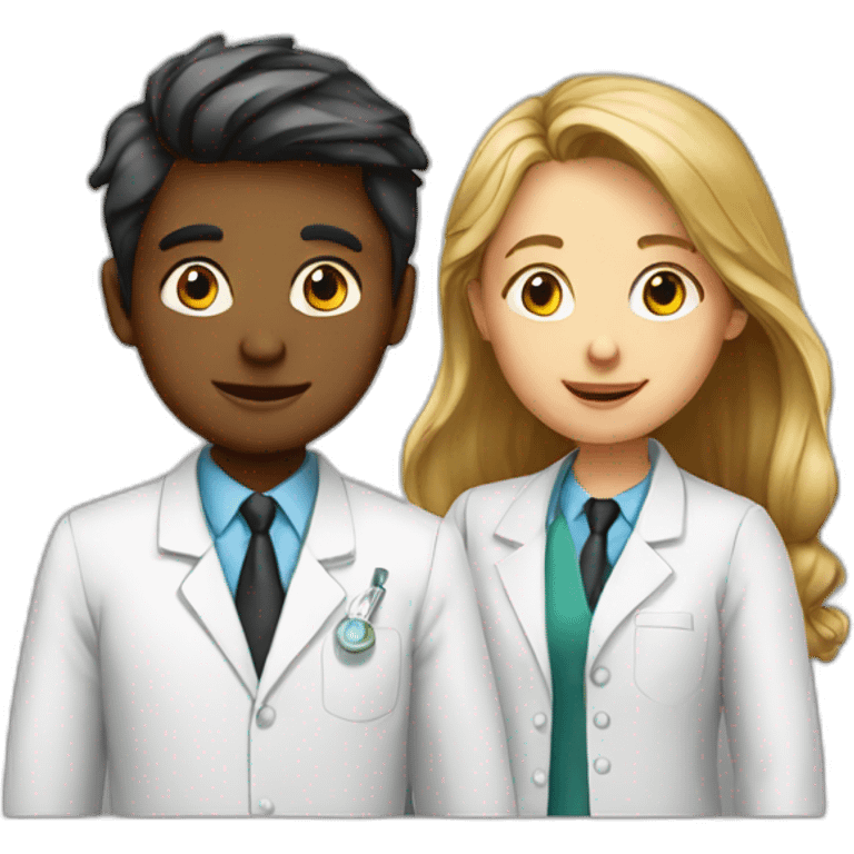  scientific research girl and boy emoji