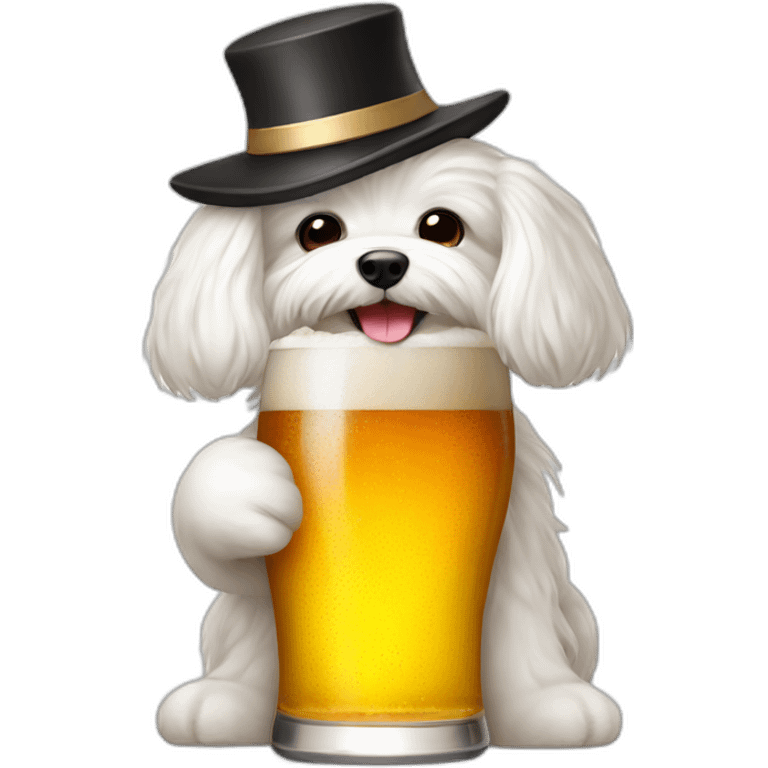 happy maltese with beer emoji