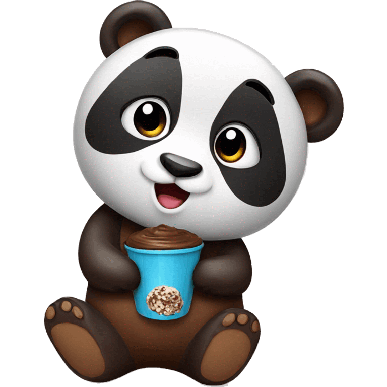 Panda with a chocolate  emoji