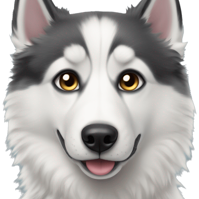 Black and white fluffy husky with heterochromia  emoji