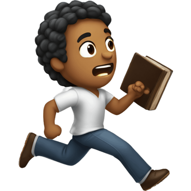 guy running from bible emoji