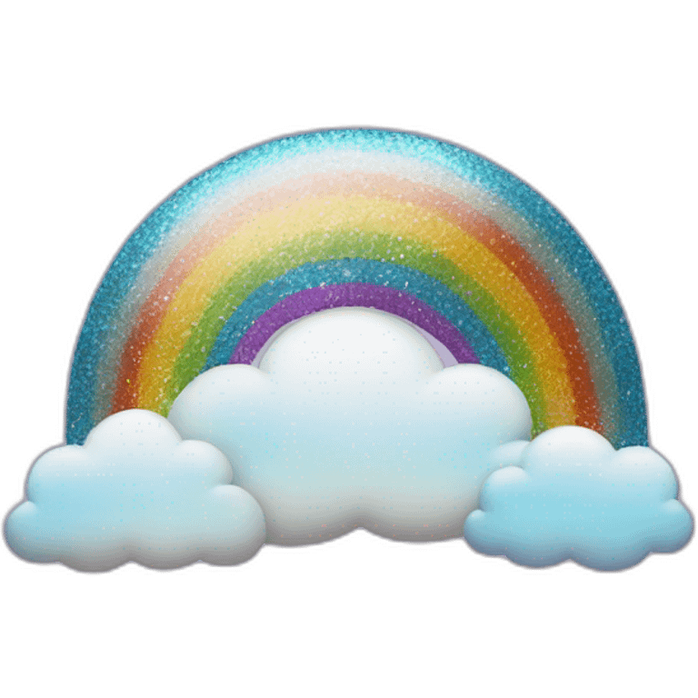 glitter rainbow with clouds emoji