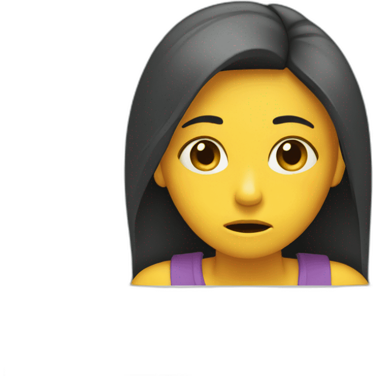 anxious girl on computer emoji