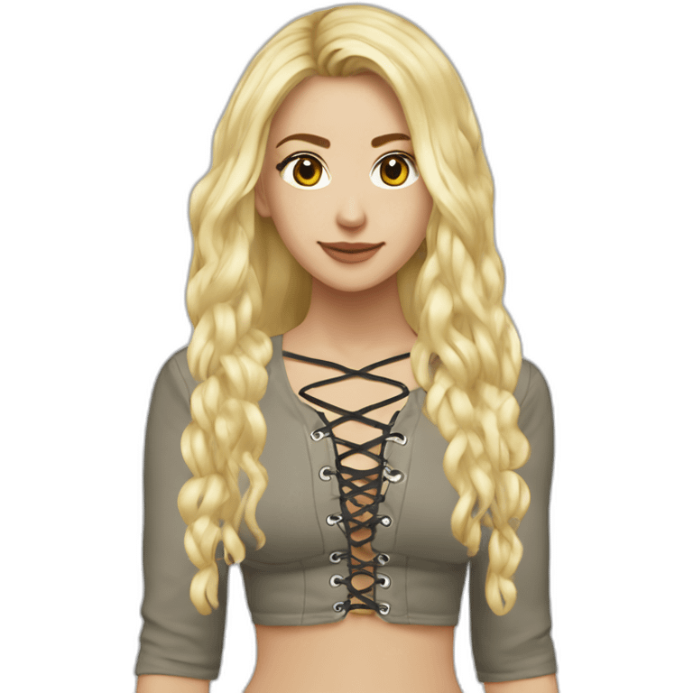 caucasian straight long haired blonde plush lace up crop top emoji