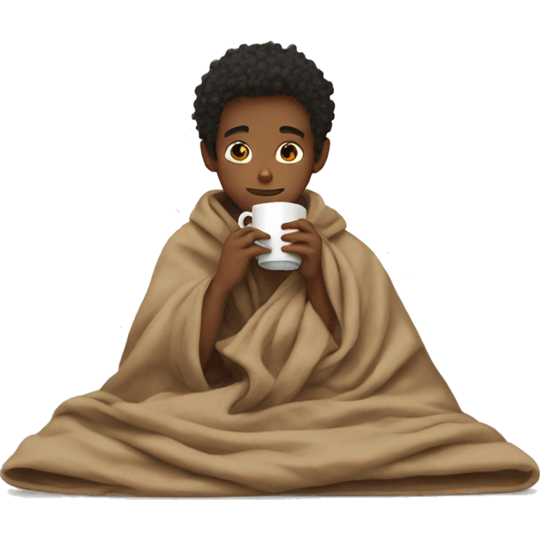 boy in a blanket sipping tea emoji