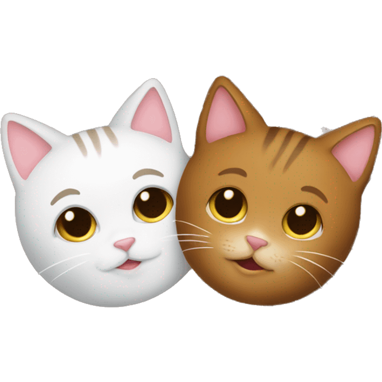 Two cats in heart, girl brown boy white  emoji