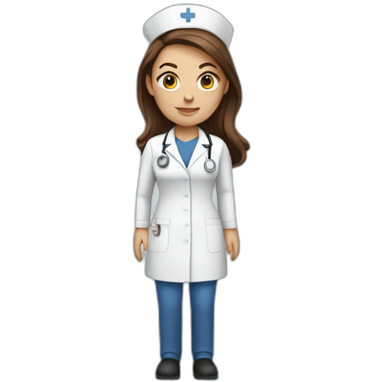 White nurse woman with brown hair emoji