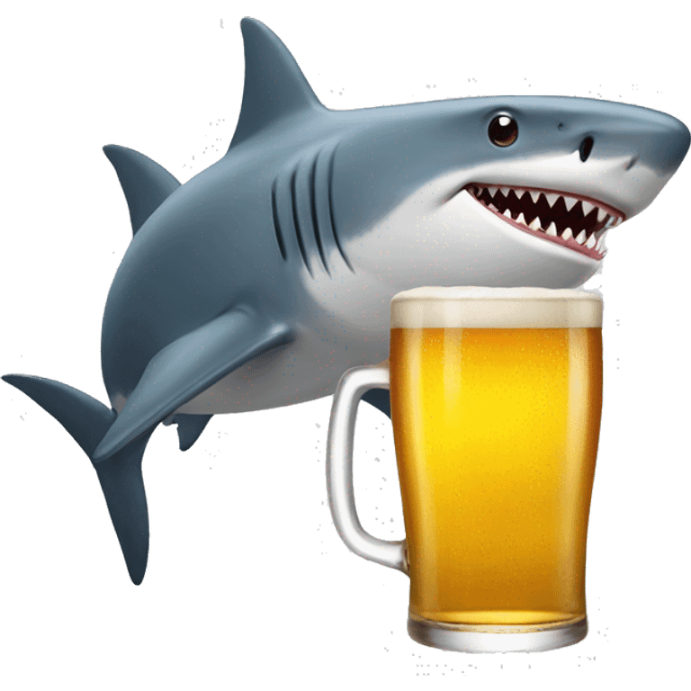 Shark drinking a beer emoji