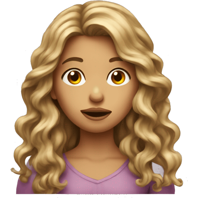 Girl with long wavy hair with her hand over her mouth realistic  emoji