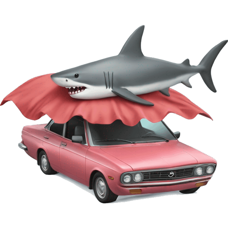 A shark on top of a moving car with a swimsuit on  emoji