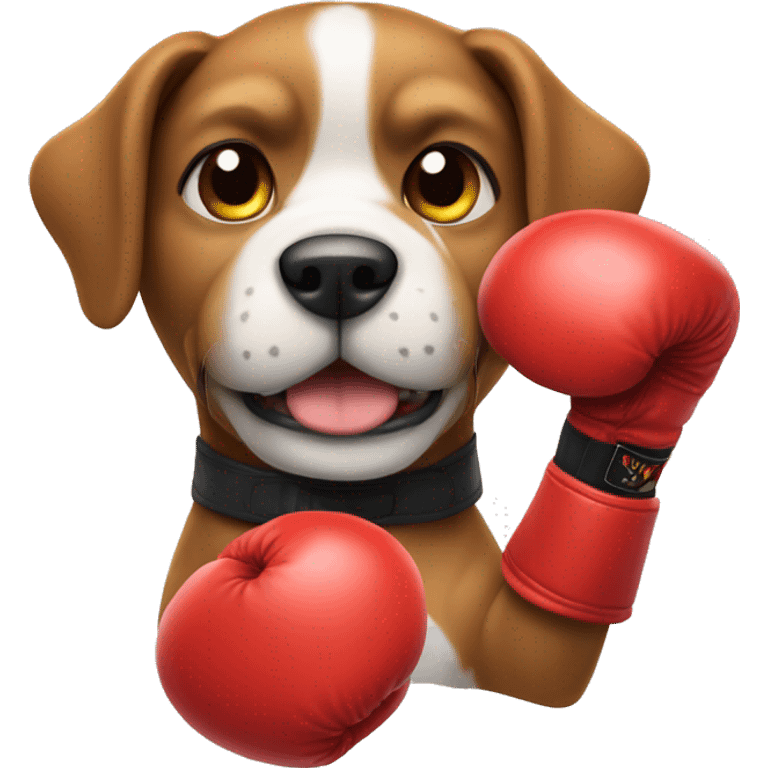 Dog with boxing gloves emoji