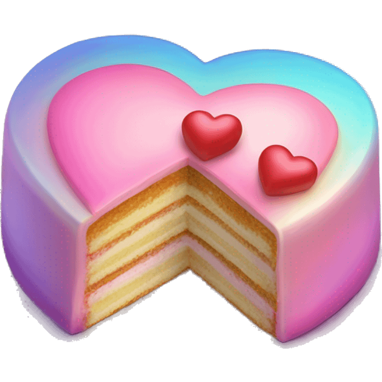 Iridescent heart shaped cake emoji