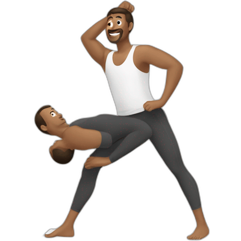 men doing morning stretch emoji