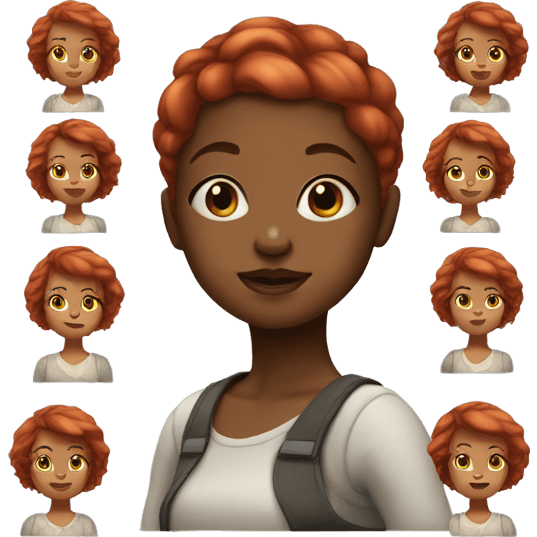 Black, baby, red-haired, short-haired girl emoji