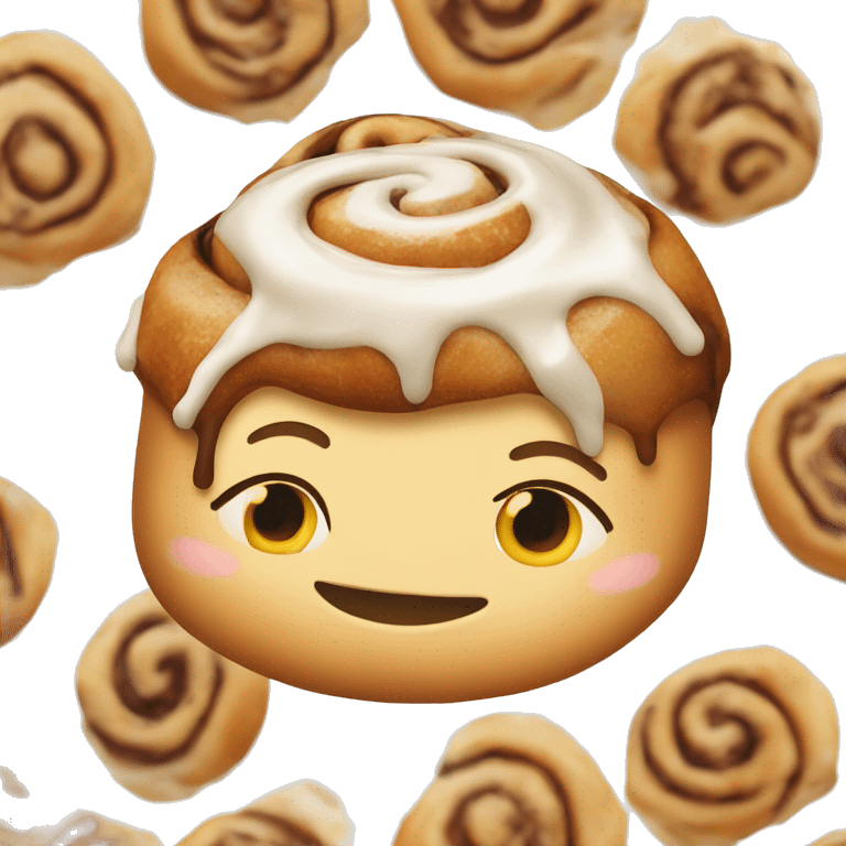 cinnamon roll topped with white nut glaze emoji