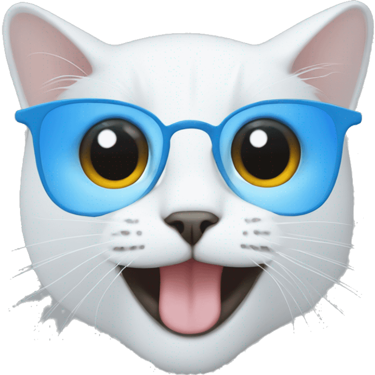 White cats black patch on eye with blue jersey on emoji