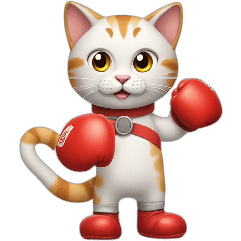 the cat in boxing gloves raised one paw emoji