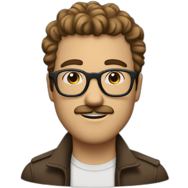 rickyedit (w/glasses and moustache and brown short hair and a big nose and fringe and young) emoji