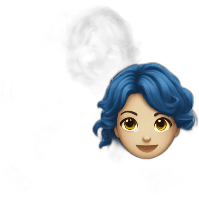 Deep Blue hair white clothes girl emoji