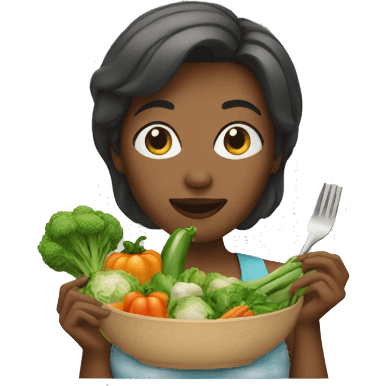 woman eating vegetables emoji