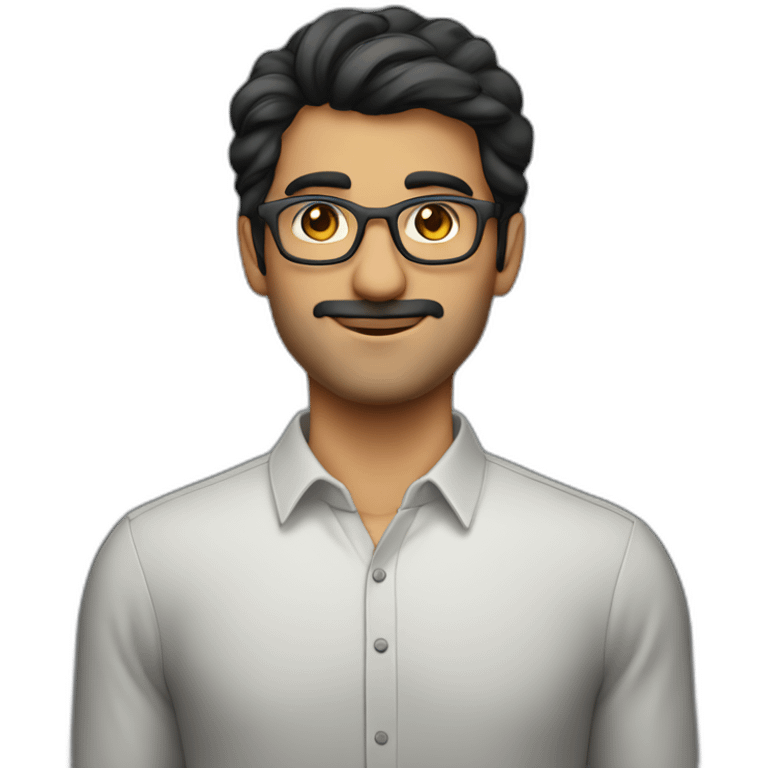 Persian guy, nerd, gay, without glasses emoji