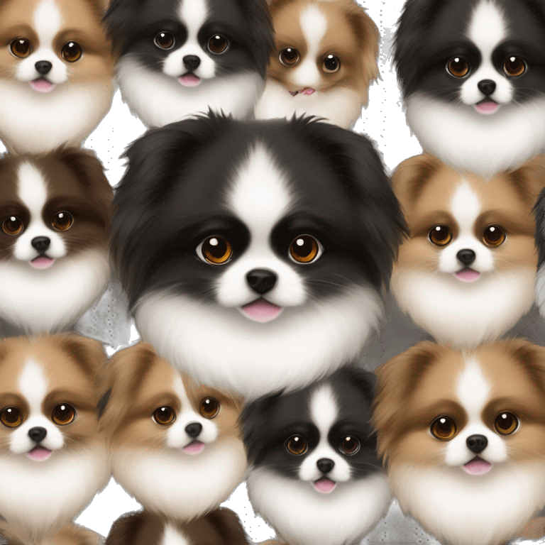 Black brown and white Pomeranian Pekingese mix puppy   emoji