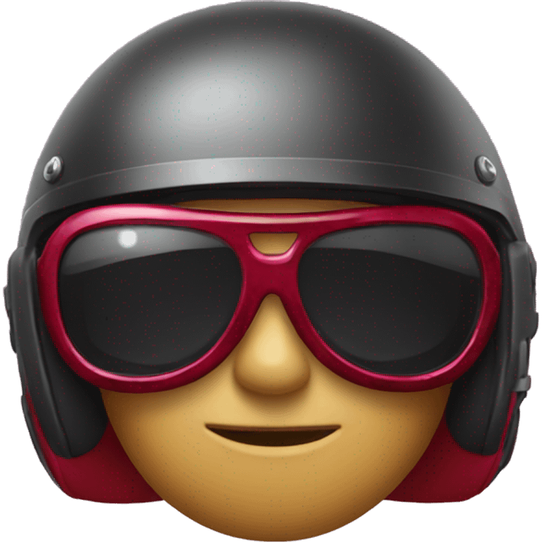 Emoji wearing cool eyeglasses and ruby motorcycle helmet emoji