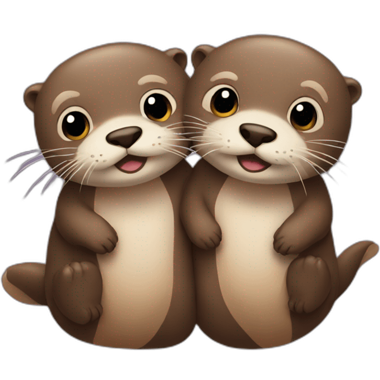 Two otters in love emoji