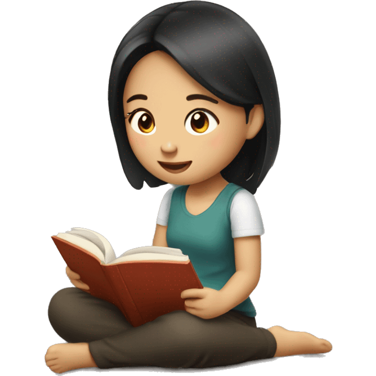 Thai girl reading book emoji