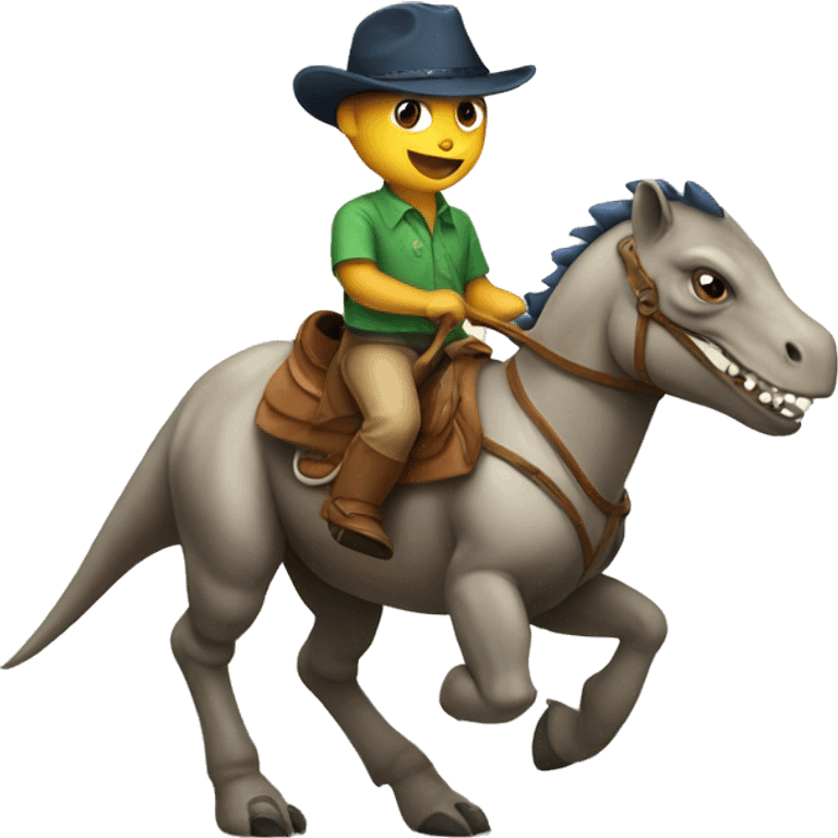 Dinosaur riding a pony emoji