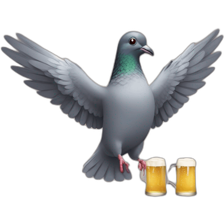 A pigeon with a beer emoji