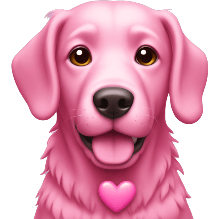 Pink dog with a heart emoji