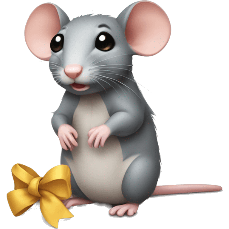 rat with cute bow emoji