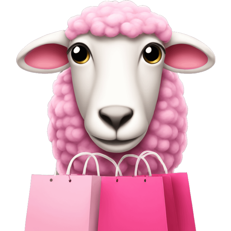 pink sheep with shopping bags  emoji