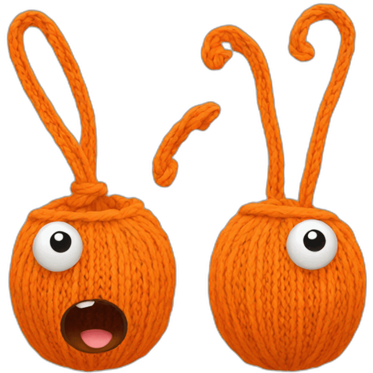 Orange with eyes knitting emoji