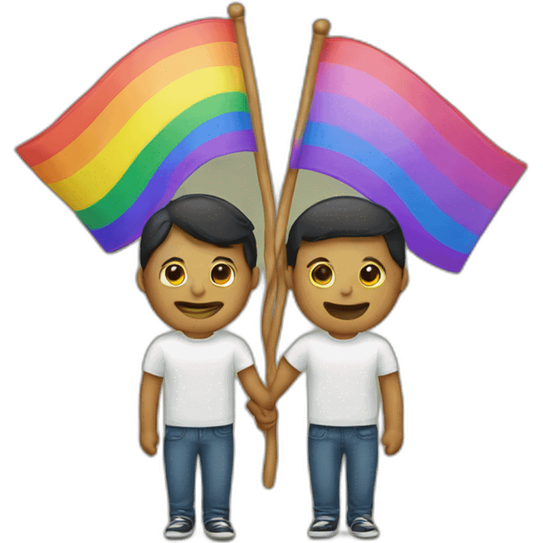 Gay couple with rainbow flag emoji